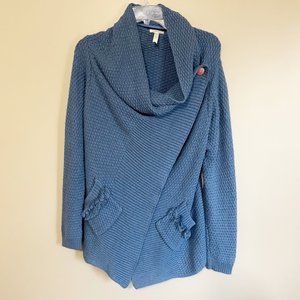 Matilda Jane Size M Womens Blue Envision This Wrap Sweater Knit Chunky